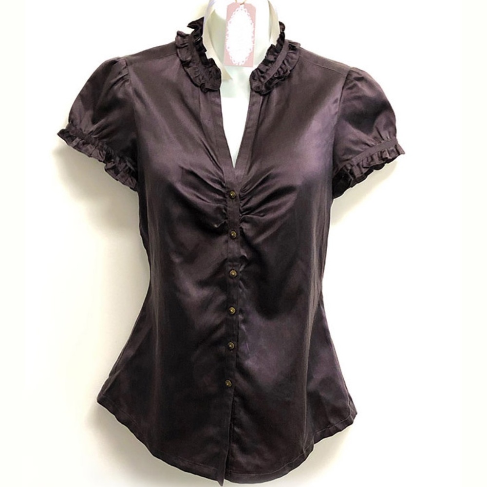 Banana Republic | Vintage Silk Ruffle Button Down